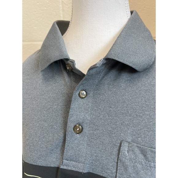 Pebble Beach Dry-Luxe‎ Large Golf Polo Shirt Grey w/ Black Stripes - Picture 6 of 7
